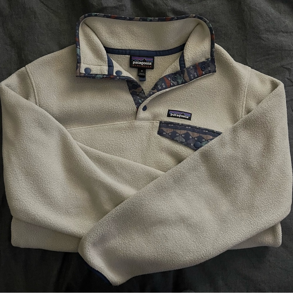 Patagonia Cream Fleece with Patterned Accents